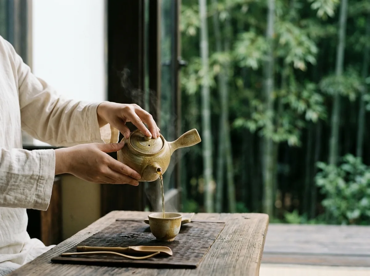 茶席與山林間靜坐的旅人